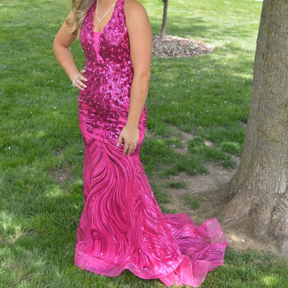 Clarisse Black Embellished Slit Prom Gown